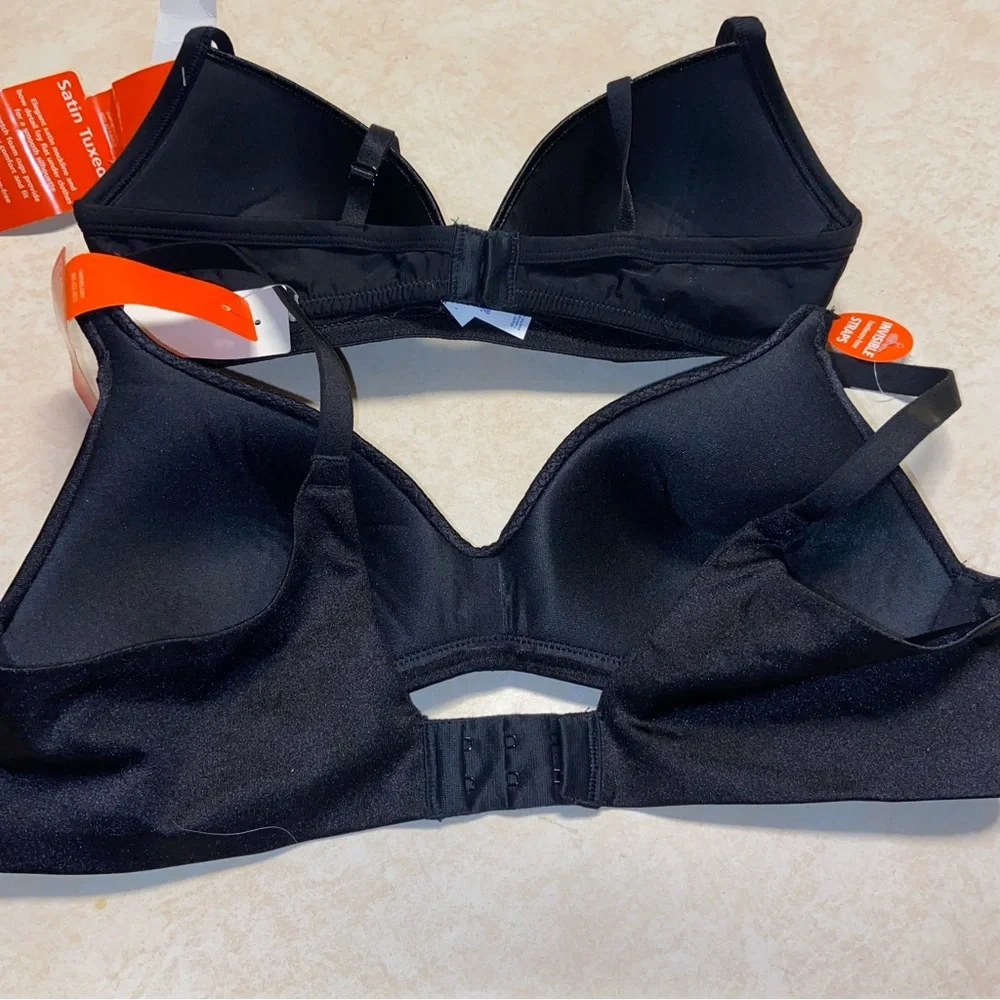 Warners Bra Size 34B Wireless Soft Cup Black Smooth Satin Wire Free Lot of 2 NWT - Picture 7 of 8